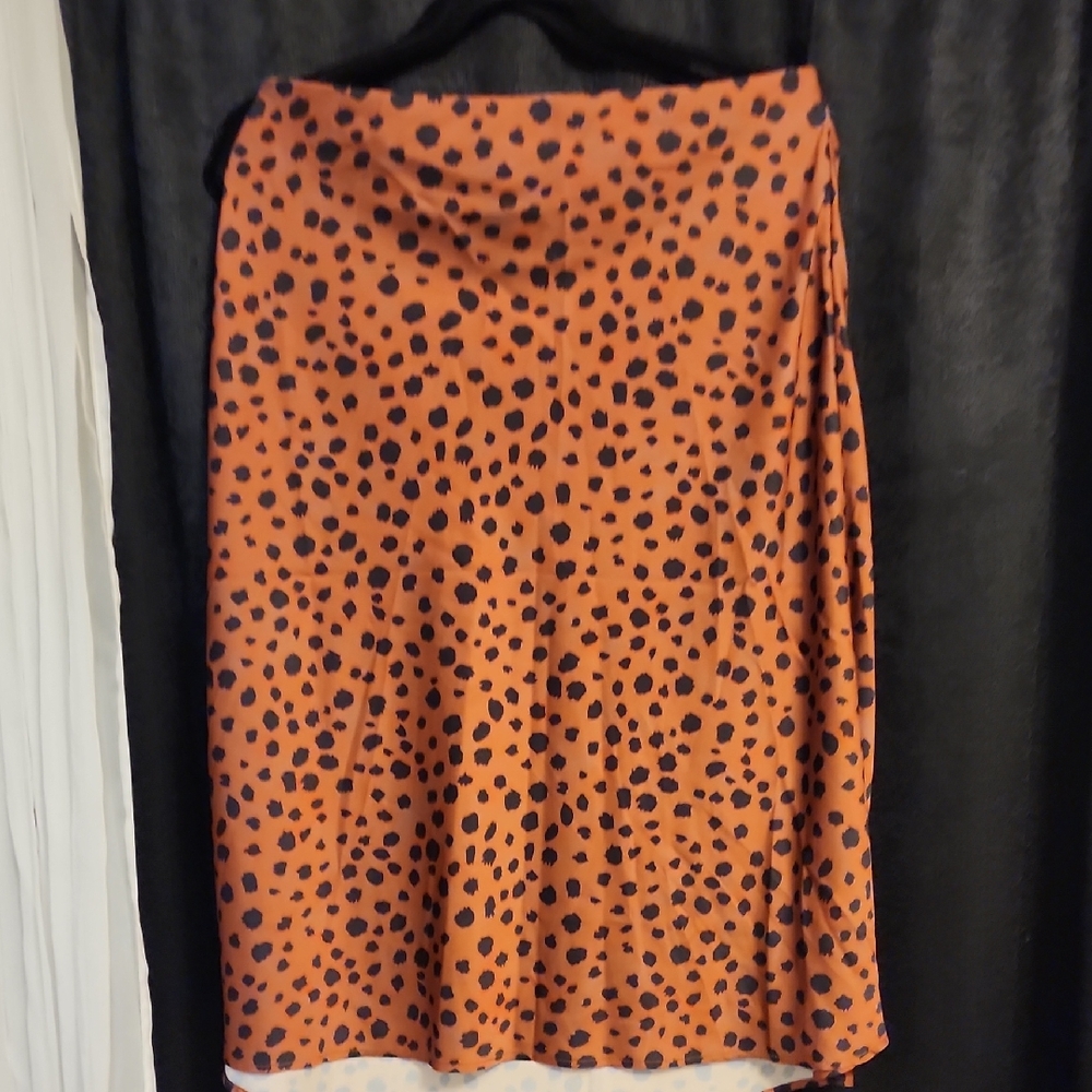 Stylish Orange and Black Polka Dot Skirt